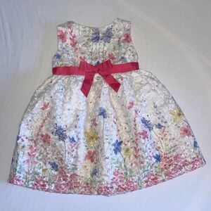 Floral Sleeveless Dress with Pink Belt. Size 2T